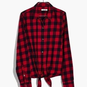 Madewell Shirt flannel Buffalo Plaid tie front